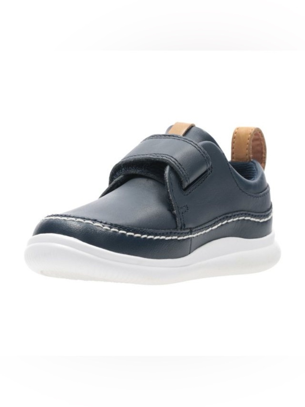 Clarks Navy and White Kids Hook-and-Loop Sneaker